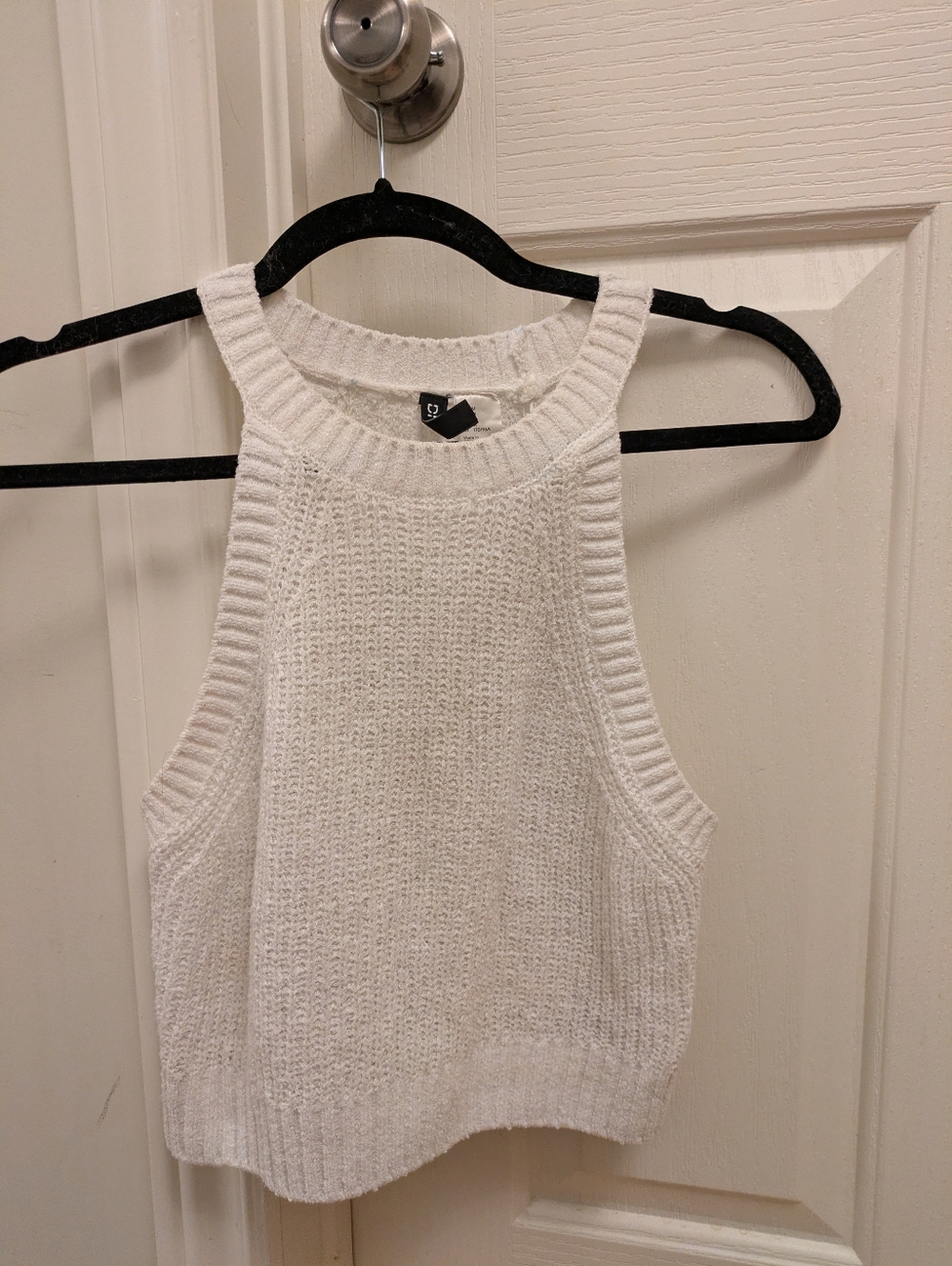 🦋5/25$ Divided White Knit Halter Tank Top